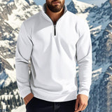 Men's Casual Solid Color Fleece Zipper Stand Collar Loose Sweatshirt 22895255M