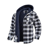 Men's Classic Casual Hood With Detachable Thick Cotton Plaid Zipper Hooded Jacket 72118581K