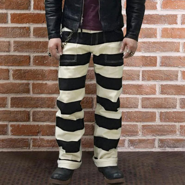 Men's Casual Loose Motorcycle Striped Cargo Pants 84771908Y