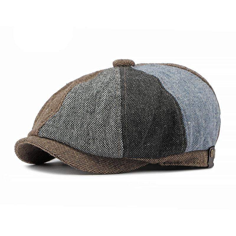 Men's Vintage Colorblock Patchwork Beret 59913433M