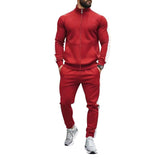 Men's Colorblock Stand Collar Long Sleeve Zipper Jacket Trousers Sports Casual Set 55954986Z