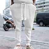 Men's Solid Jacquard Knitwear Elastic Waist Trousers 17187239Z