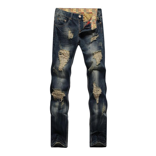 Men's Trendy Ripped Straight-leg Distressed Jeans 79480521X