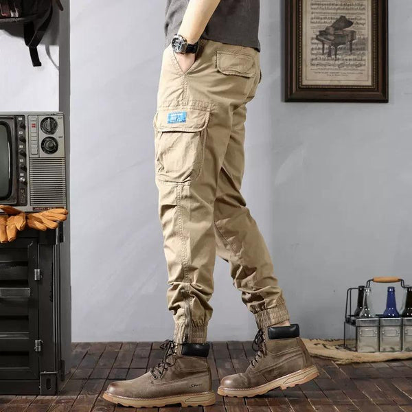 Men's Solid Washed Cotton Multi-pocket Cargo Pants 62608263Z