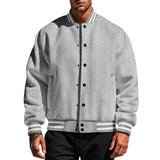 Men's Jacquard Casual Solid Color Baseball Jacket 95166234Y