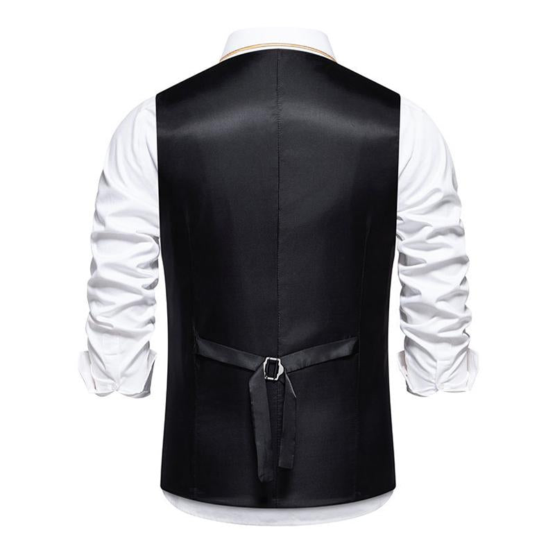 Men's Retro Solid Color V-Neck Single-Breasted Suit Vest 89759920M