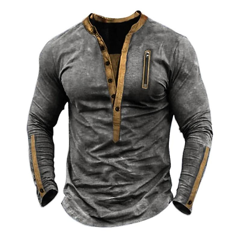 Men's Outdoor Tactical Zipper Henley Neck Long Sleeve  T-Shirt 55877636X