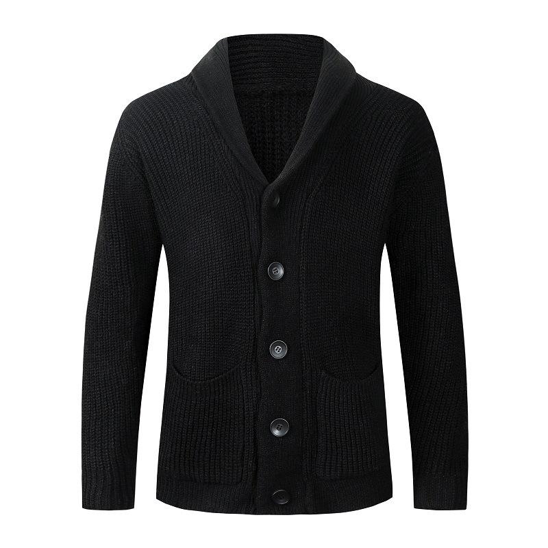 Men's Casual Solid Color Lapel Single Breasted Knit Cardigan 22591638M
