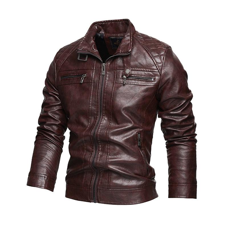 Men's American Retro Leather Motorcycle Jacket 27568455X