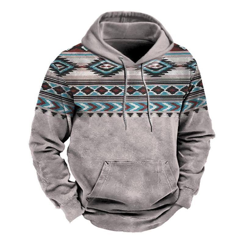 Men's Retro Print Street Hoodie 19511736U