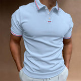 Men's Solid Color Lapel Short-sleeved POLO Shirt 49812648U