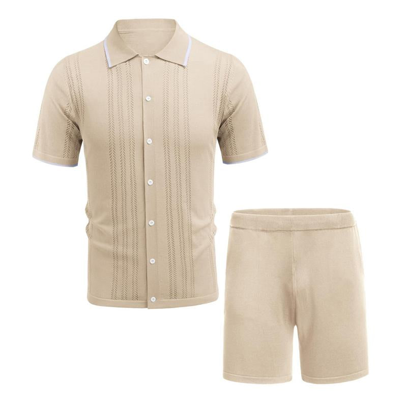 Men's Casual Knitted Short-sleeved Shorts Two-piece Set 52281022X