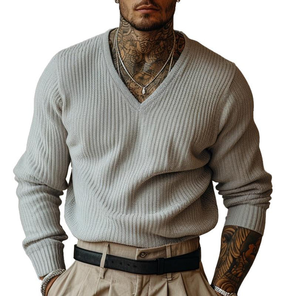 Men's Casual V-neck Knitted Sweater 07003740X