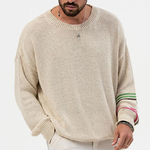 Men's Casual Thin Round Neck Long Sleeve Loose Knitted Sweater 43311042M