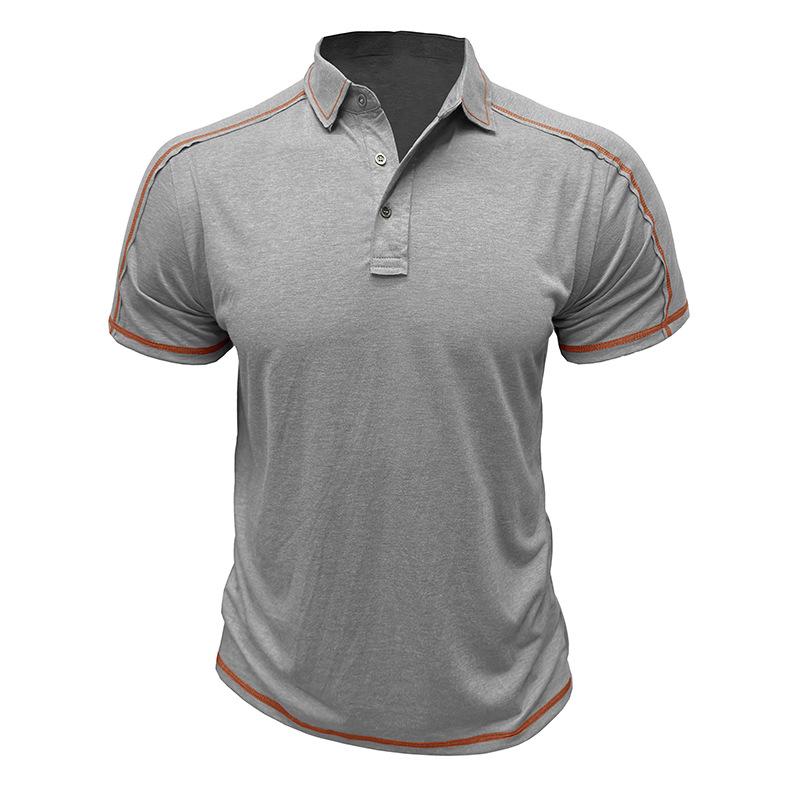 Men's Casual Color Block Lapel Short Sleeve Polo Shirt 51436685Y