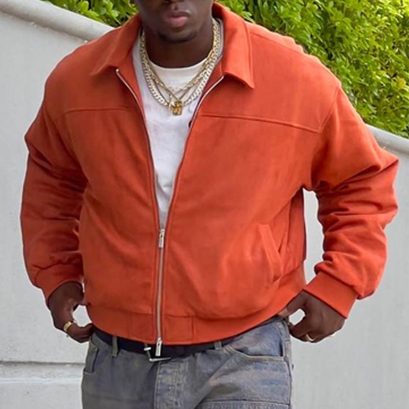 Men's Vintage Solid Color Lapel Jacket 48547818Y