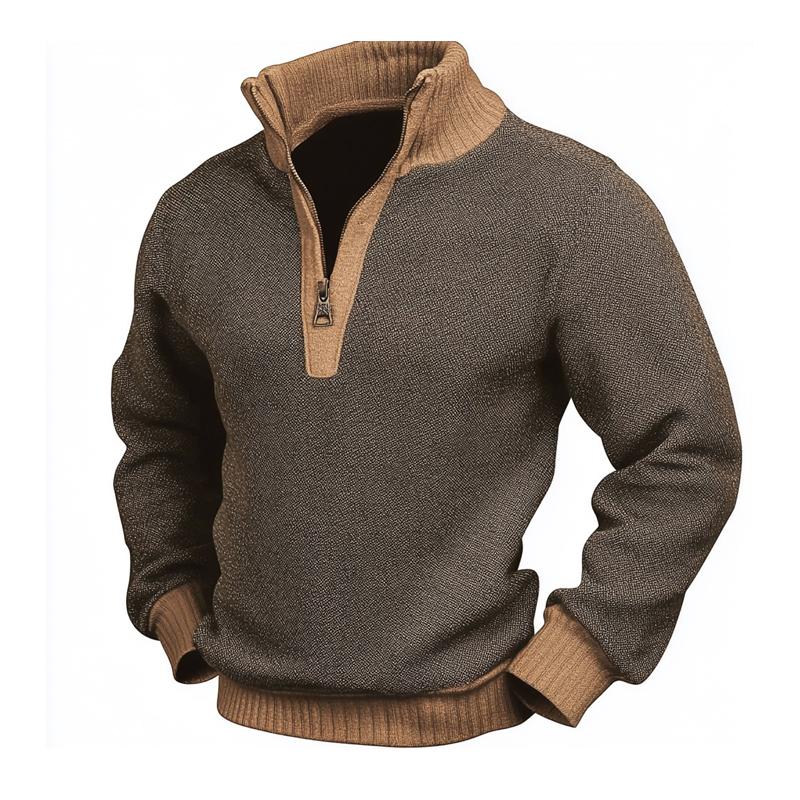 Men's Colorblock Knitted Stand Collar Pullover Sweater 52110443X