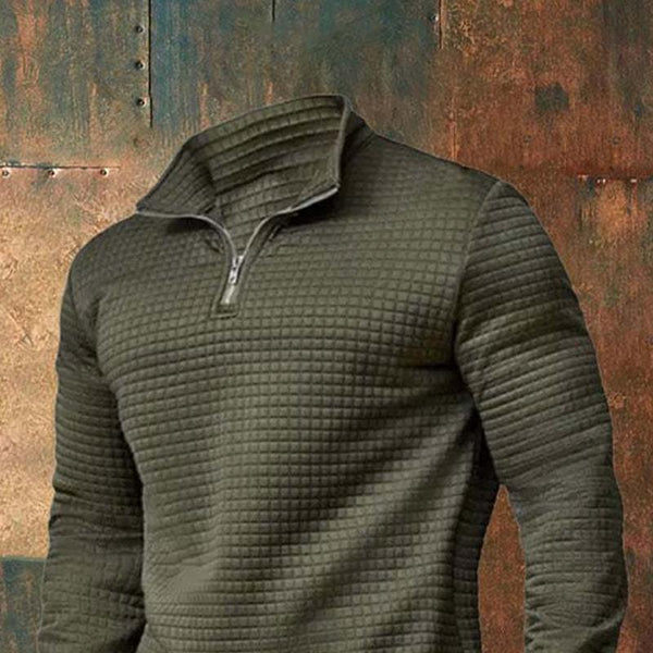 Men's Solid Color Half-Zip Printed Turtleneck Sweatshirt 40283698X