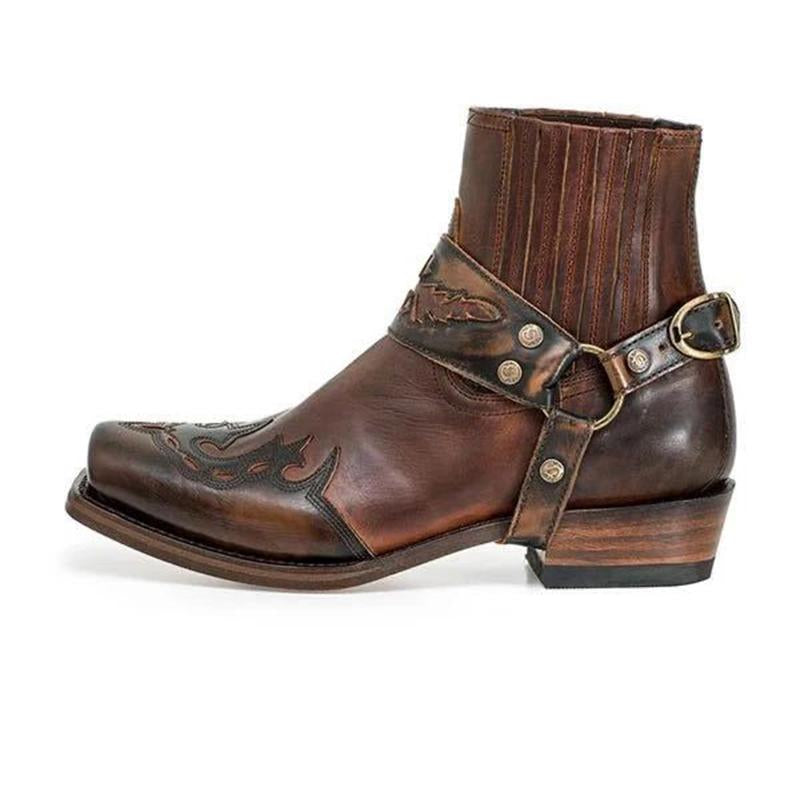 Men's Vintage Burnt Low Heel Rider Boots 93443717TO