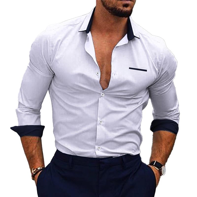 Men's Casual Color Block Printed Long Sleeve Shirt 95482350Y