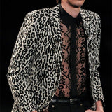 Men's Black and White Leopard Print Straight Shoulder Jacket 47221894U