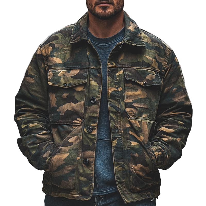 Men's Camouflage Outdoor Multi-Pocket Jacket 64903343X