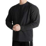 Men's Retro Casual Solid Color Round Neck Sweater Long Sleeve T-shirt 98709800TO