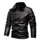 Men's Motorcycle Lapel Velvet Leather Jacket 06861348X