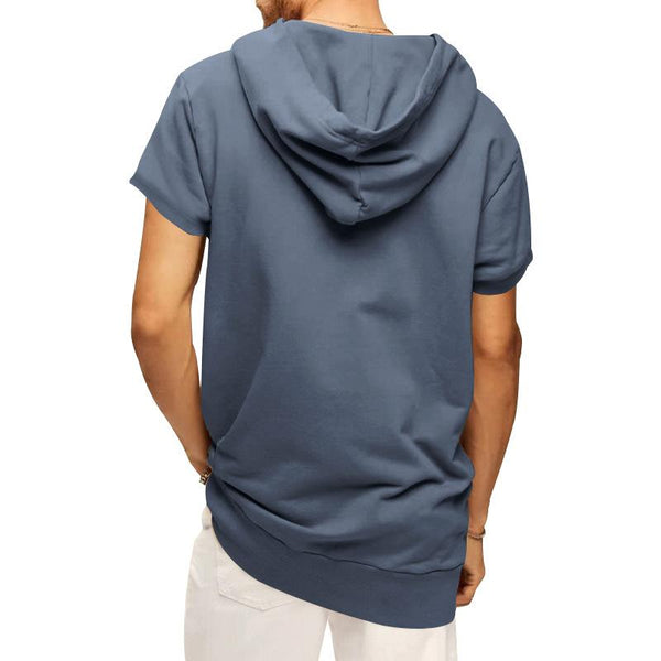 Men's Sports Casual Solid Color Hooded Short Sleeve T-Shirt 67117585Y