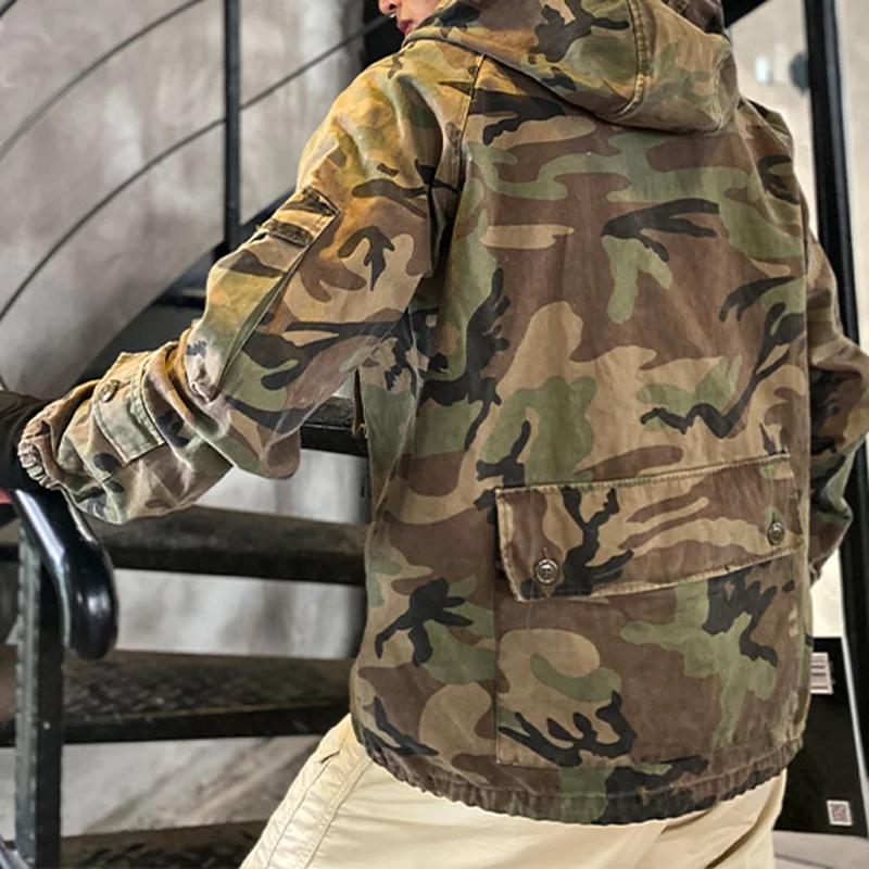 Camo Pullover hettegenser med flere lommer for menn utendørs 08280113X