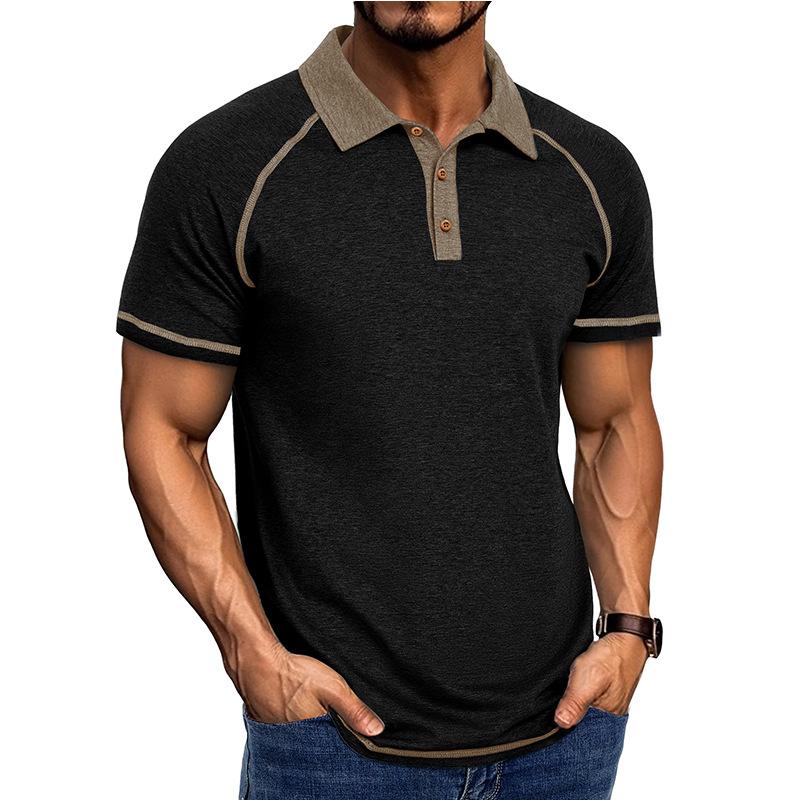 Men's Casual Contrast Color Short-sleeved POLO Shirt 57895287X