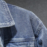 Men's Vintage Washed 3D Pocket Loose Lapel Denim Jacket 91417392M