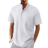 Men's Solid Color Short Sleeve Beach Shirt 44628889Y