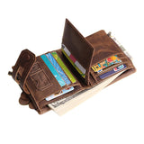 Men's Genuine Leather Double Zipper Multi-Card Slot Vintage Card Holder Wallet 58897233U