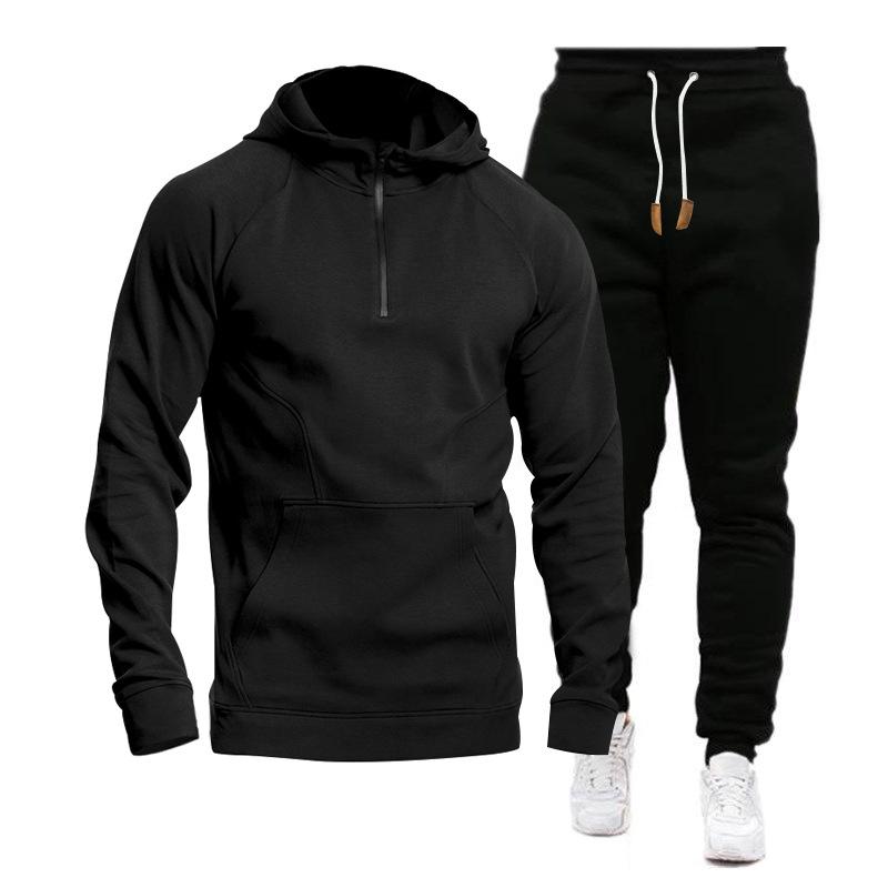 Men's Casual Sports Hooded Sweatshirt and Pants Set 40449104Y