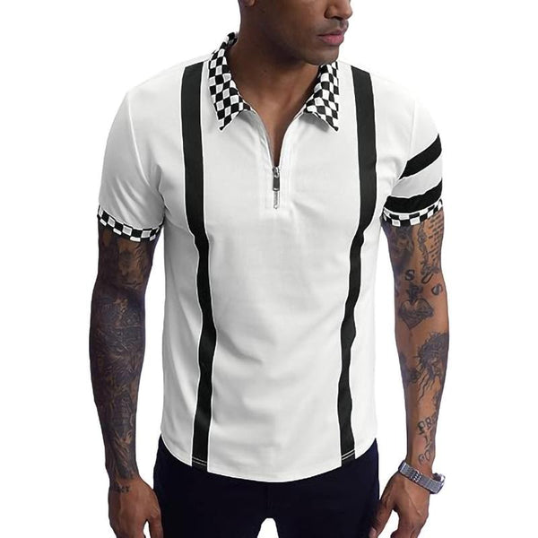 Men's Color Block Short Sleeve Polo Shirt 88871671Y