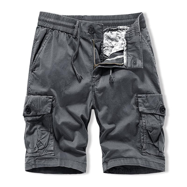 Men's Casual Outdoor Cotton Washed Multi-pocket Cargo Shorts 53181776M