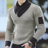 Men's Scarf Collar Knitted Pullover Sweater 81087121U