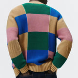 Men's Fashion Colorblock Single Breasted Long Sleeve Knit Cardigan 81050023M
