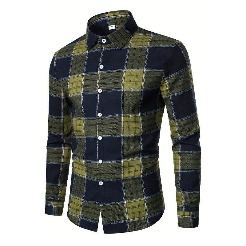 Men's Plaid Flannel Casual Button-Down Long Sleeve Shirt 16245262X