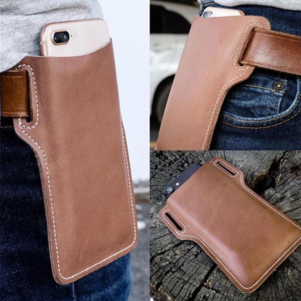 Men's Vintage Outdoor Genuine Leather Mobile Phone Waist Bag  55476577K