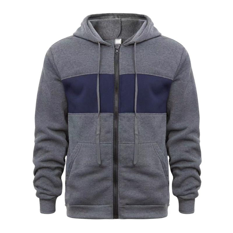 Men's Casual Hooded Colorblocked Slim Fit Zipper Sports Sweatshirt 45220132M