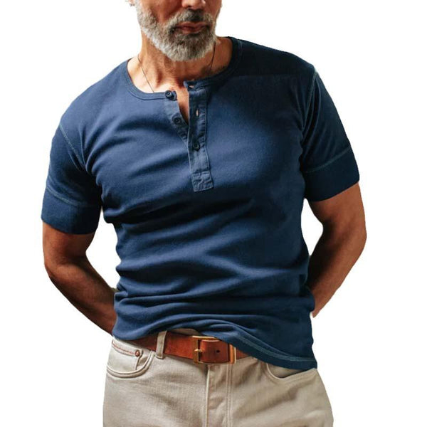 Men's Casual Slim Fit Cotton Blend Henley Neck Short Sleeve T-Shirt 53520536M