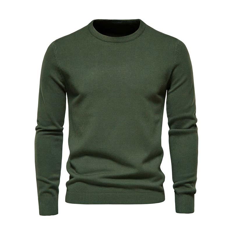 Men's Classic Casual Solid Color Round Neck Slim Sweater 81109540K