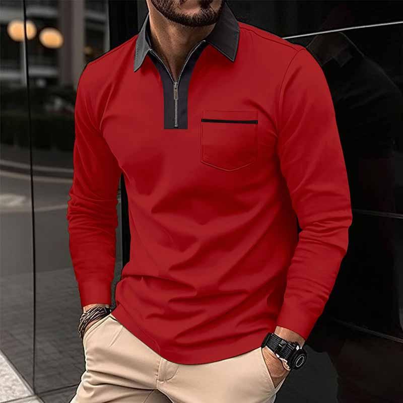 Herre Color Block Pocket Langermet POLO skjorte 99308629X