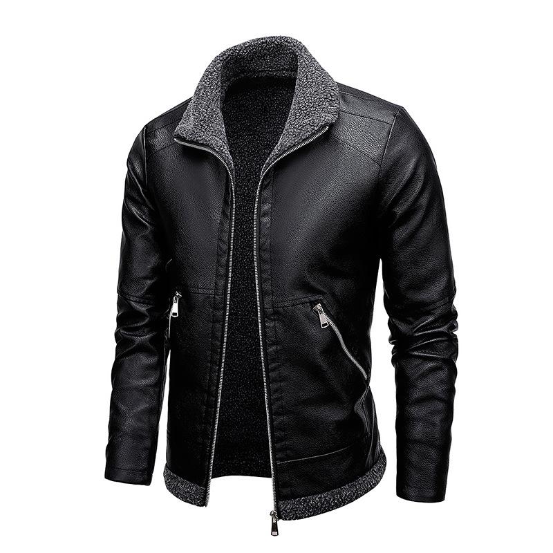 Veste en cuir épais tout-en-un en fourrure et velours pour homme 57091421U