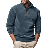 Men's solid color zipper stand collar sweatshirt 05907732U