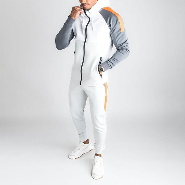 Men's Contrasting Pocket Casual Sports Pants Long Sleeve Set 79632081X