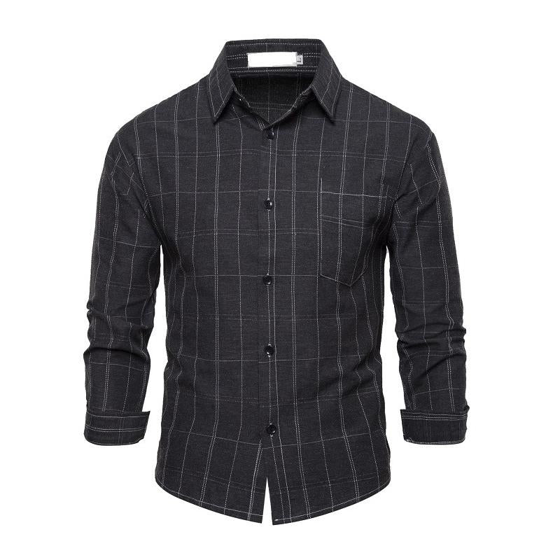 Men's Casual Plaid Chest Pocket Lapel Long Sleeve Shirt 52493953Y