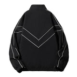 Men's Casual Stand Collar Loose Stitching Long Sleeve Baseball Jacket 46252202M